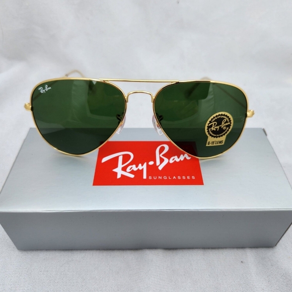 LIKE NEW RayBan Aviator RB3025 Green G15 Lens Ray ban Sunglasses - Picture 2 of 14